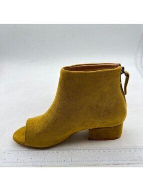 Womens Heeled Sandals Peep Toe Ankle Boots Chunky Heels Mid Heel Faux Yellow